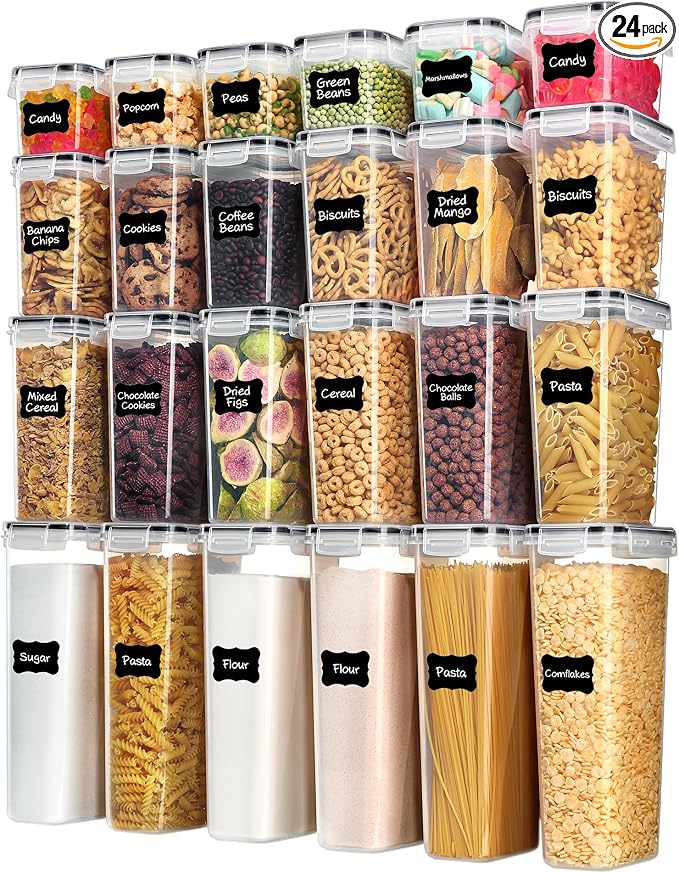 Vtopmart 24-Piece Airtight Kitchen Food Storage Container Set Black