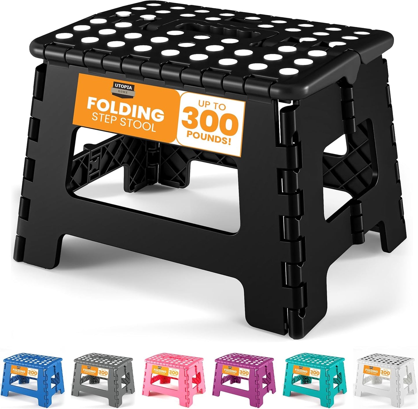 Utopia Home 9-Inch Folding Step Stool Anti-Slip Collapsible Plastic