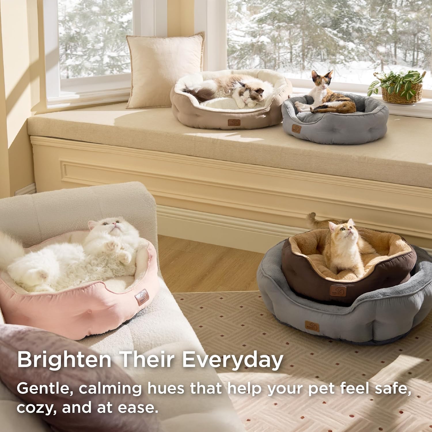 Bedsure Washable Round Plush Small Dog Bedding Mat