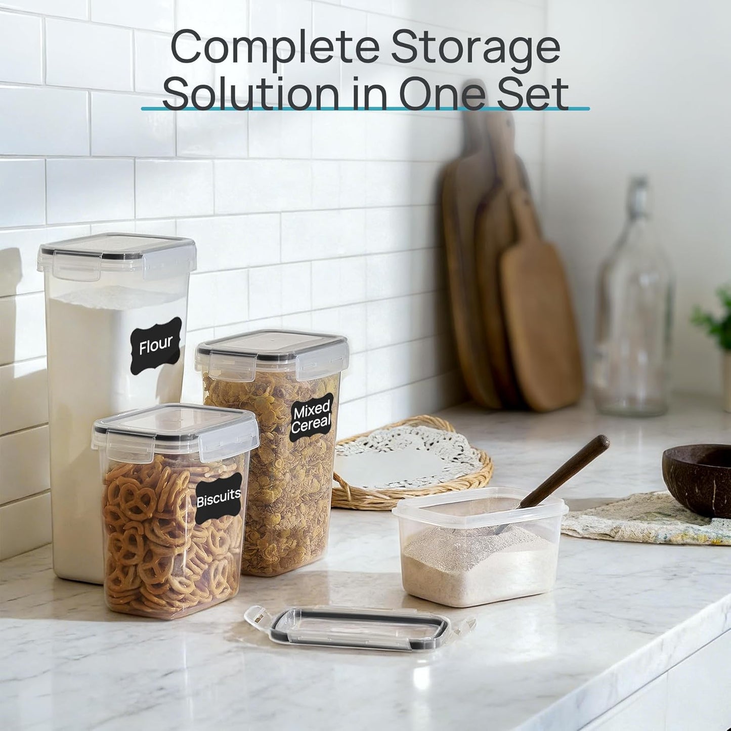 Vtopmart 24-Piece Airtight Kitchen Food Storage Container Set Black