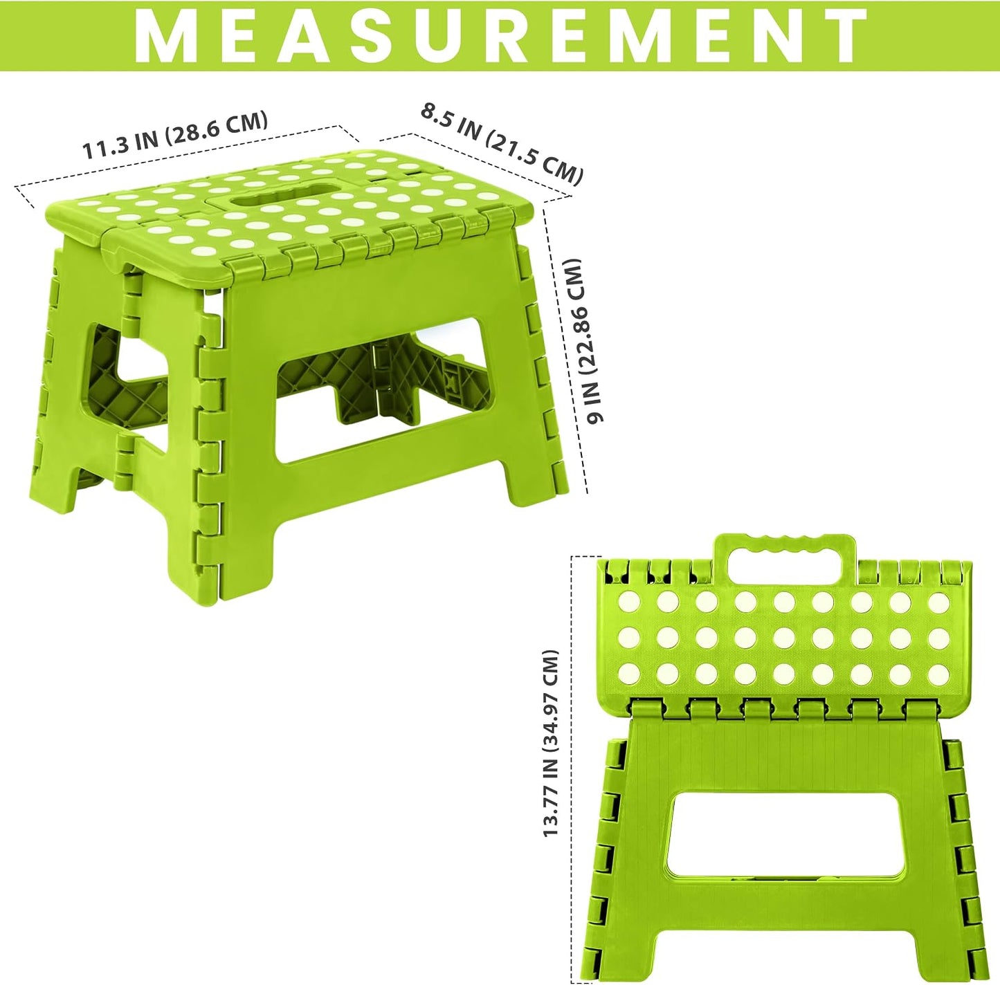 Utopia Home 9-Inch Folding Step Stool Anti-Slip Plastic Green