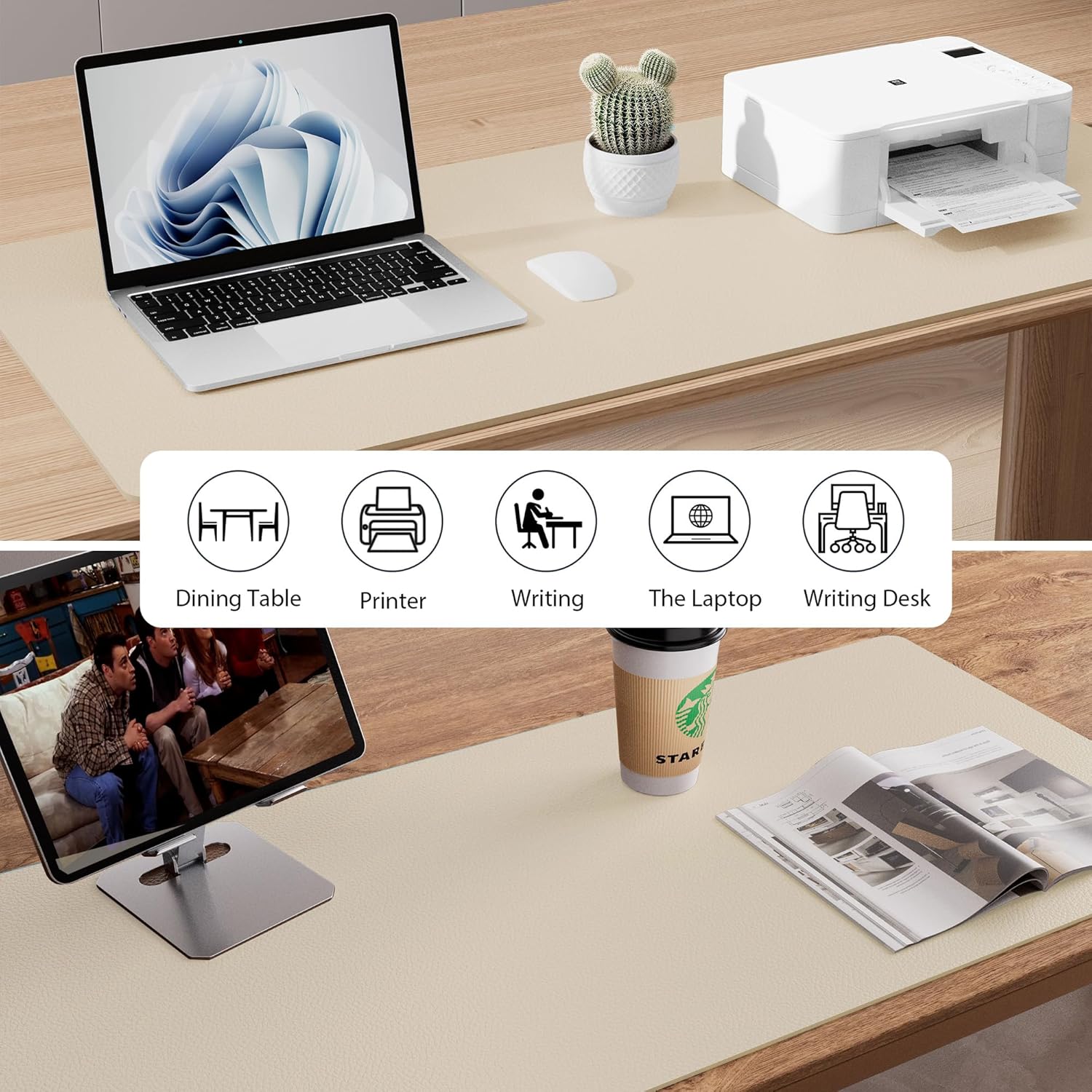 Aothia PU Leather Desk Pad Waterproof Non-Slip Mat