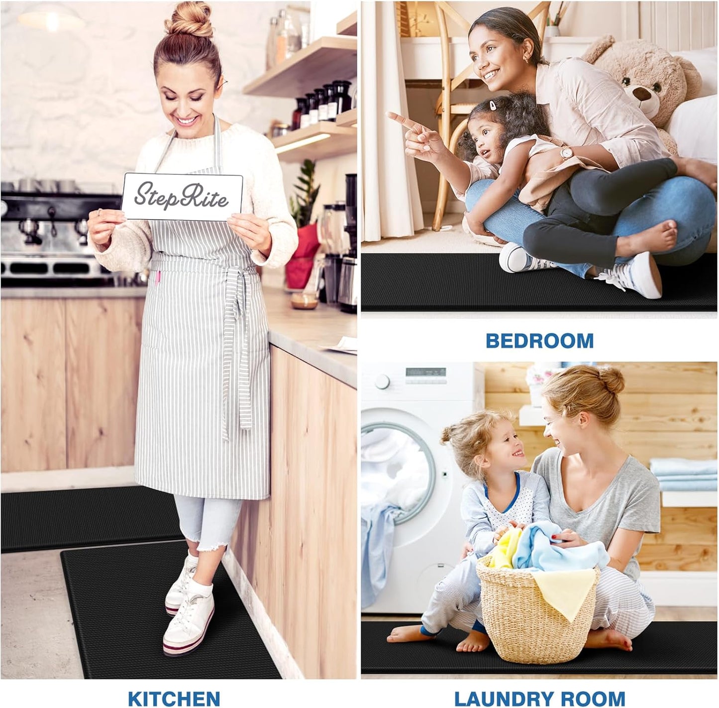 StepRite Anti-Fatigue Kitchen Mat 2-Piece Set Non-Slip Waterproof