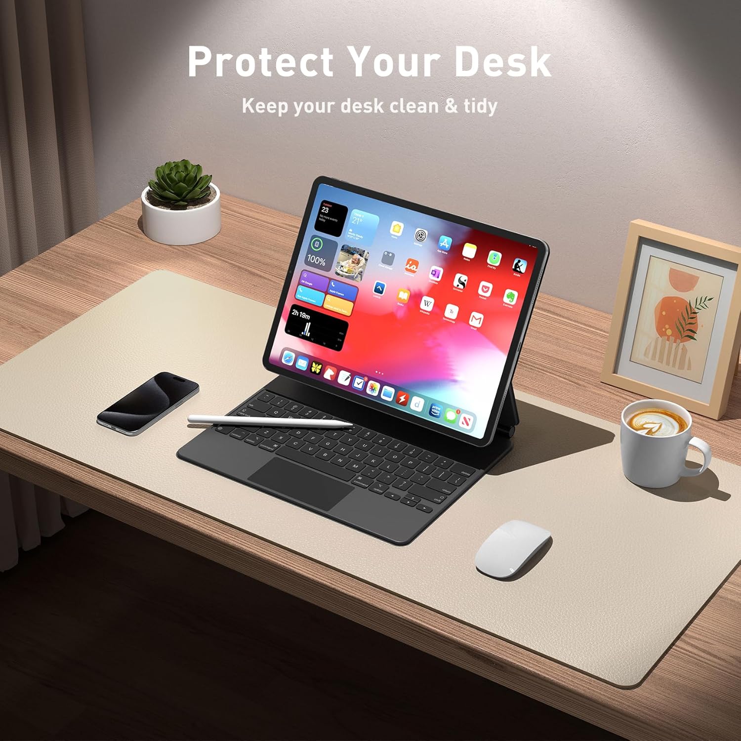 Aothia PU Leather Desk Pad Waterproof Non-Slip Mat