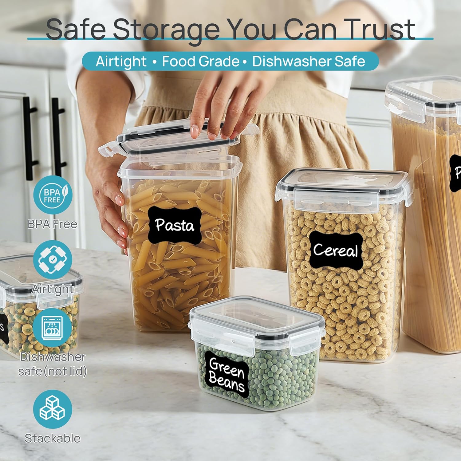 Vtopmart 24-Piece Airtight Kitchen Food Storage Container Set Black