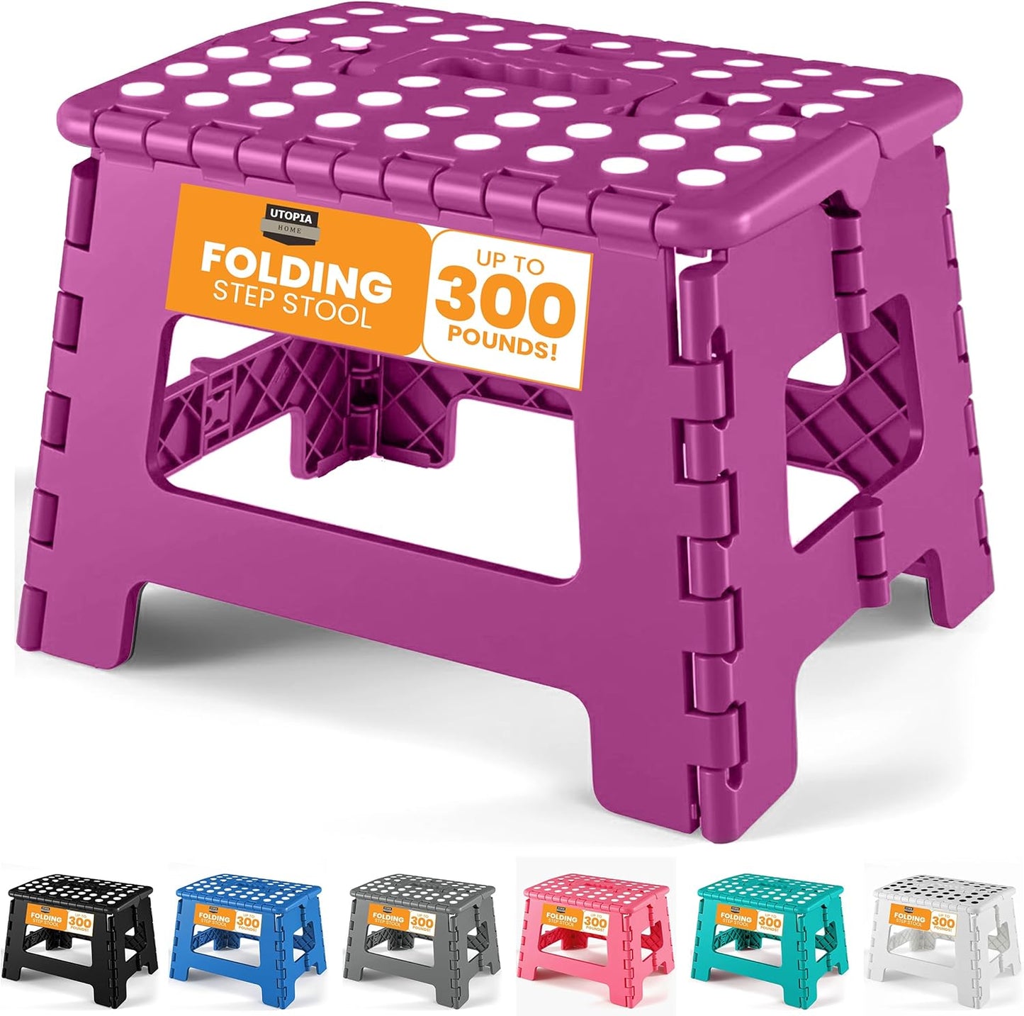 Utopia Home 9-Inch Folding Step Stool Anti-Slip Collapsible Plastic