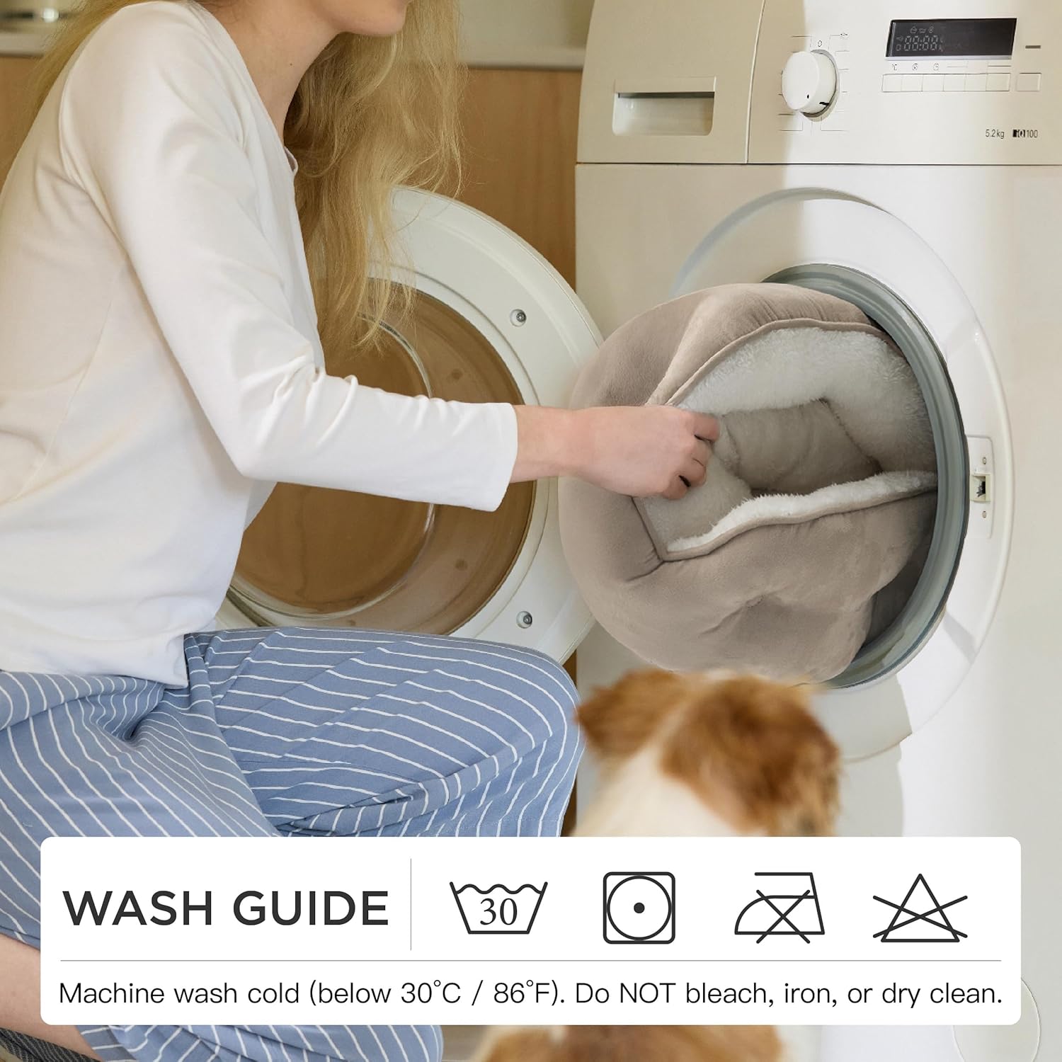 Bedsure Washable Round Plush Small Dog Bedding Mat