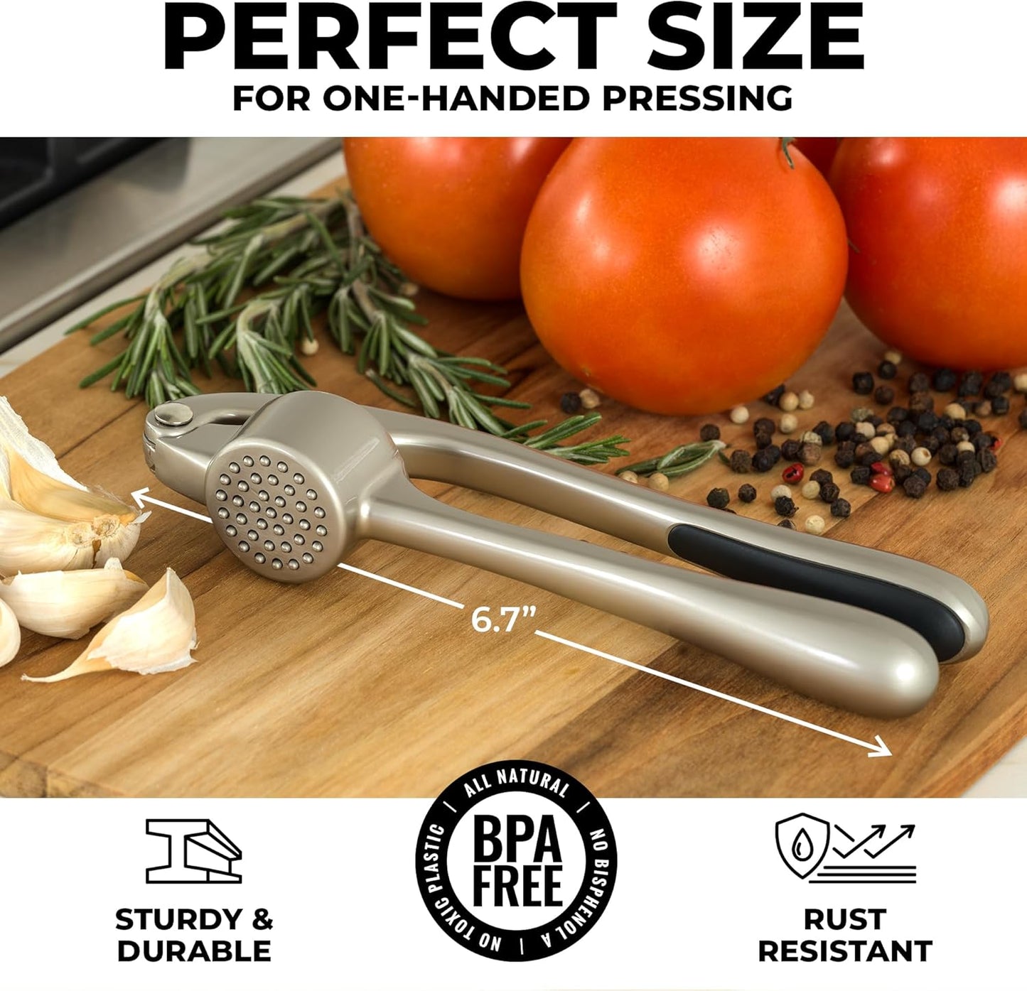 Zulay Kitchen Premium Garlic Press Set Stainless Steel