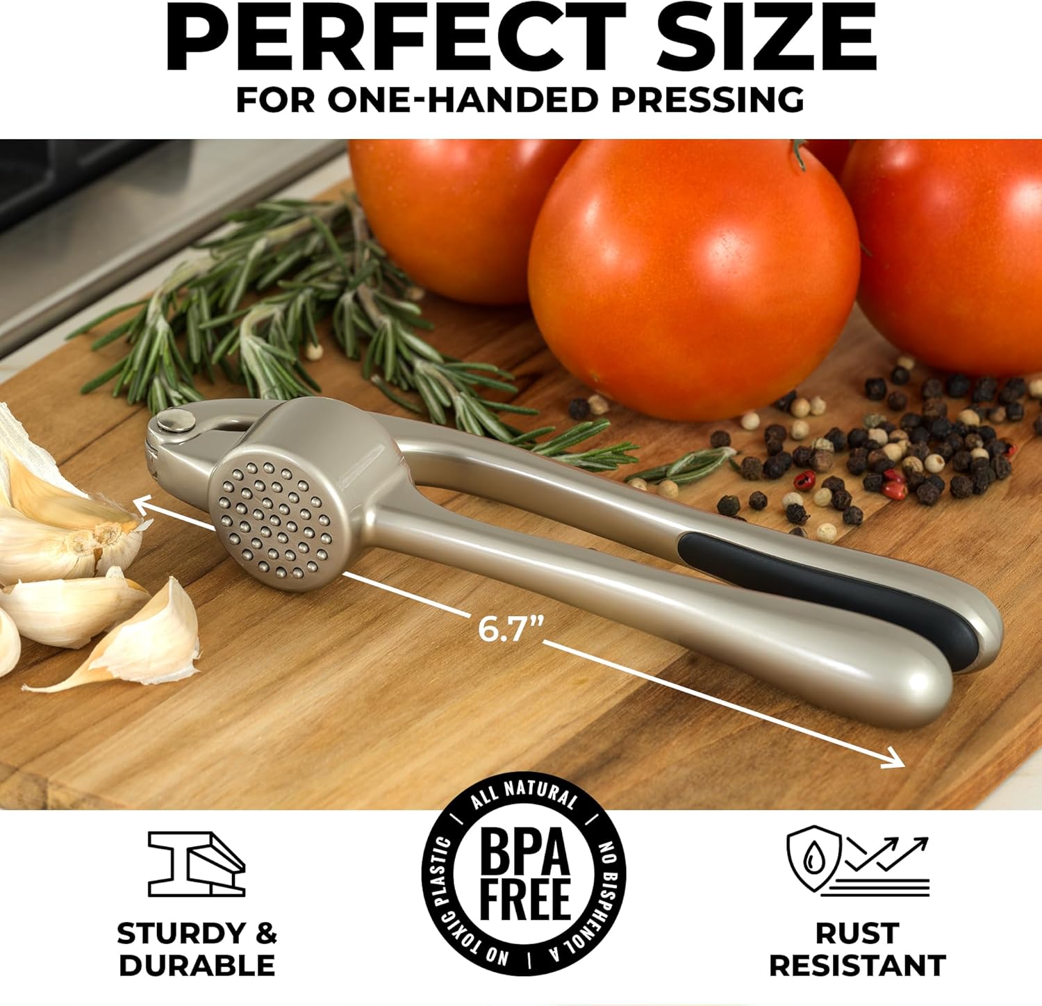 Zulay Kitchen Premium Garlic Press Set Stainless Steel