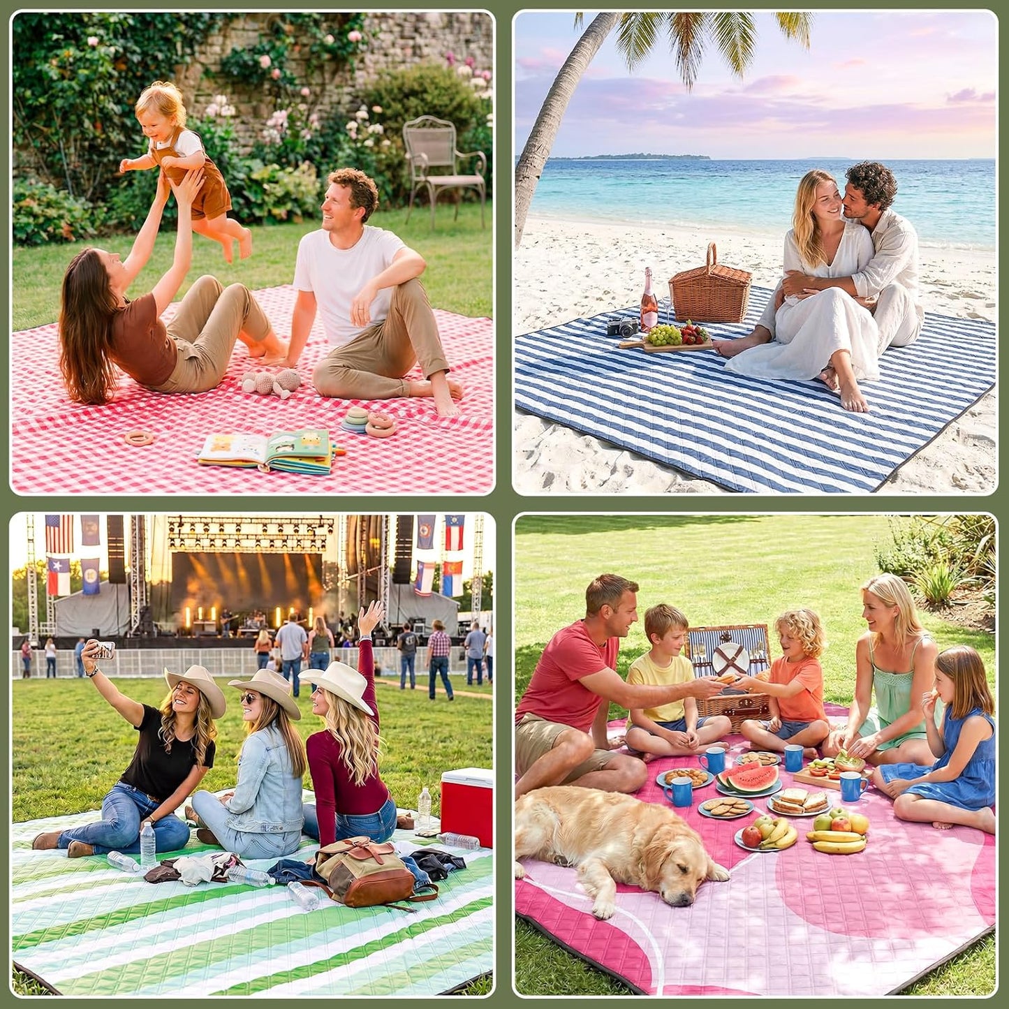 Genovega Waterproof Picnic Blanket 80x80 Inch Outdoor Camping Mat