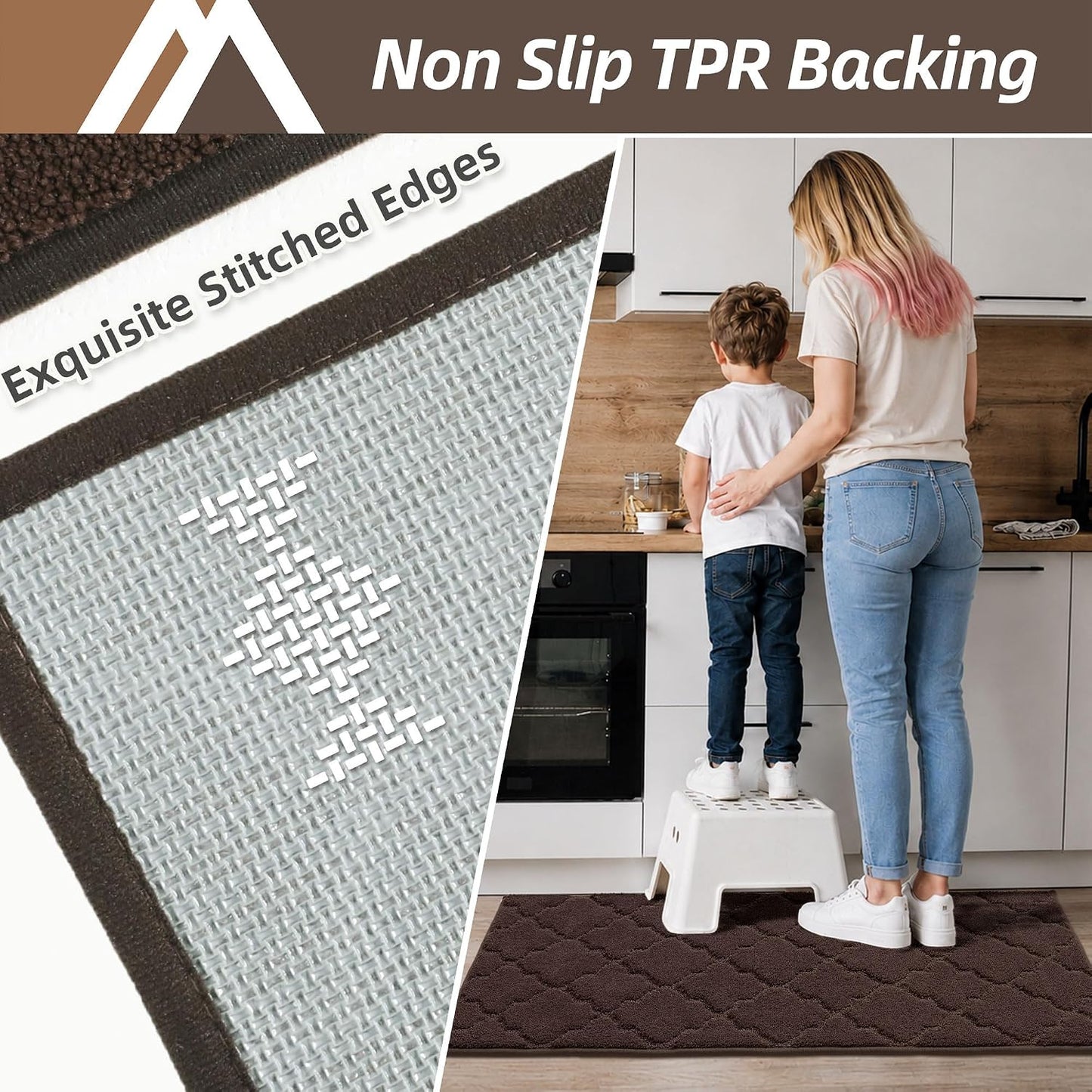 COSY HOMEER Soft Kitchen Rugs 2-Piece Set Non-Slip Absorbent