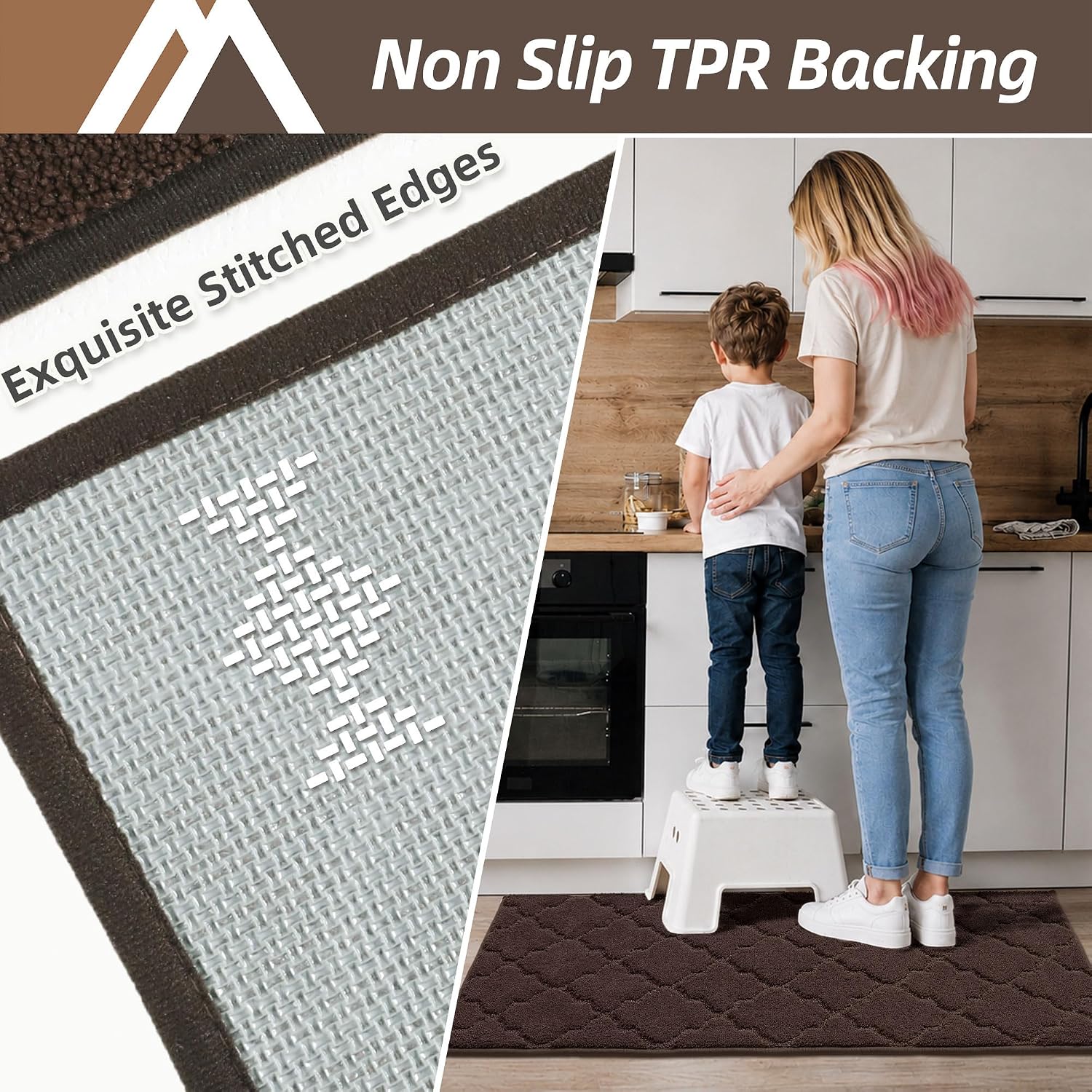 COSY HOMEER Soft Kitchen Rugs 2-Piece Set Non-Slip Absorbent