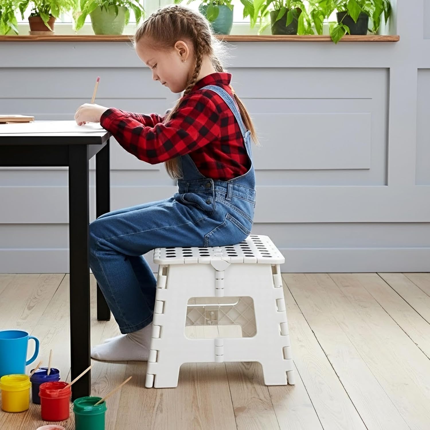 Utopia Home 9-Inch Folding Step Stool Anti-Slip Collapsible Plastic
