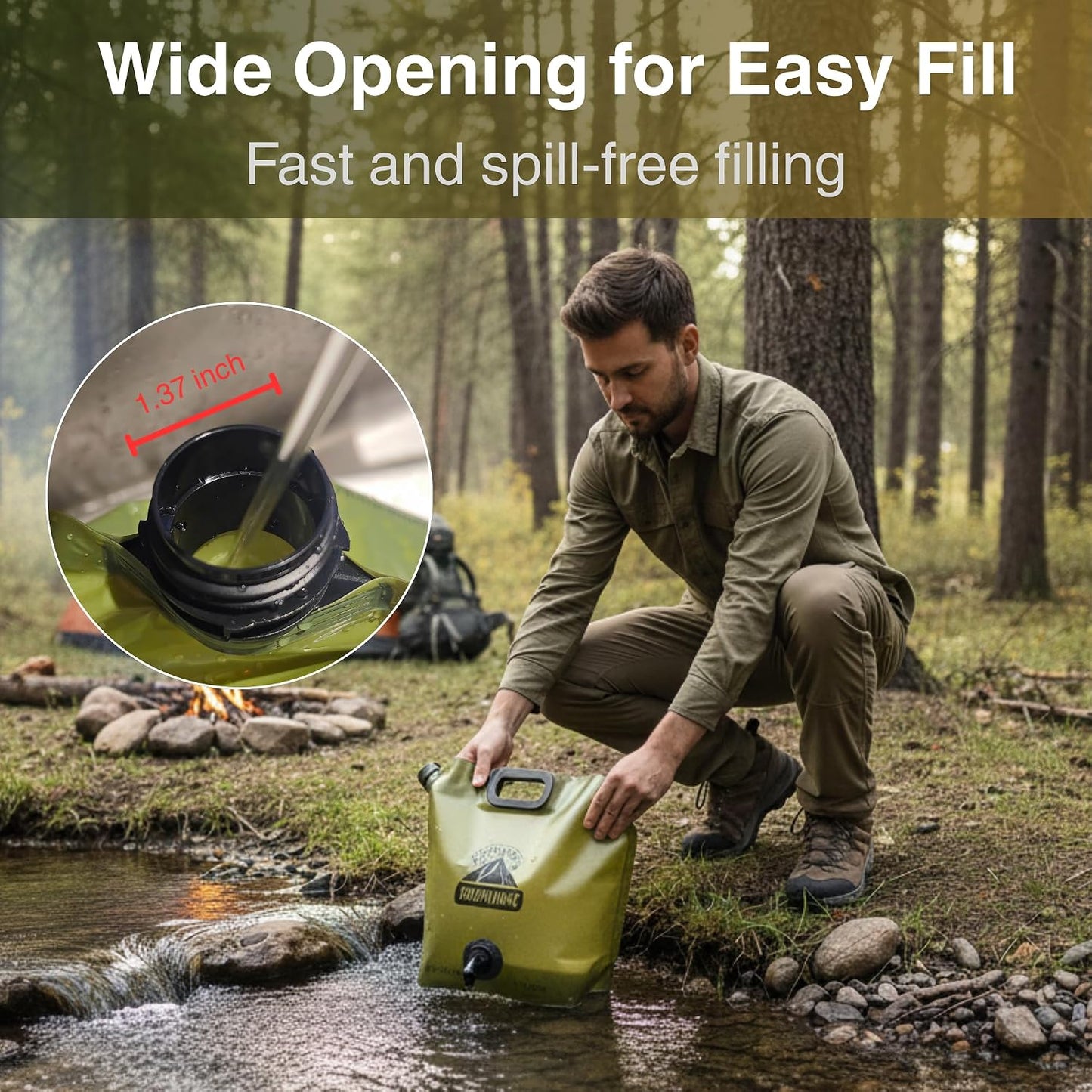 CoreMuse Collapsible Camping Water Container 2 Gallon Spout