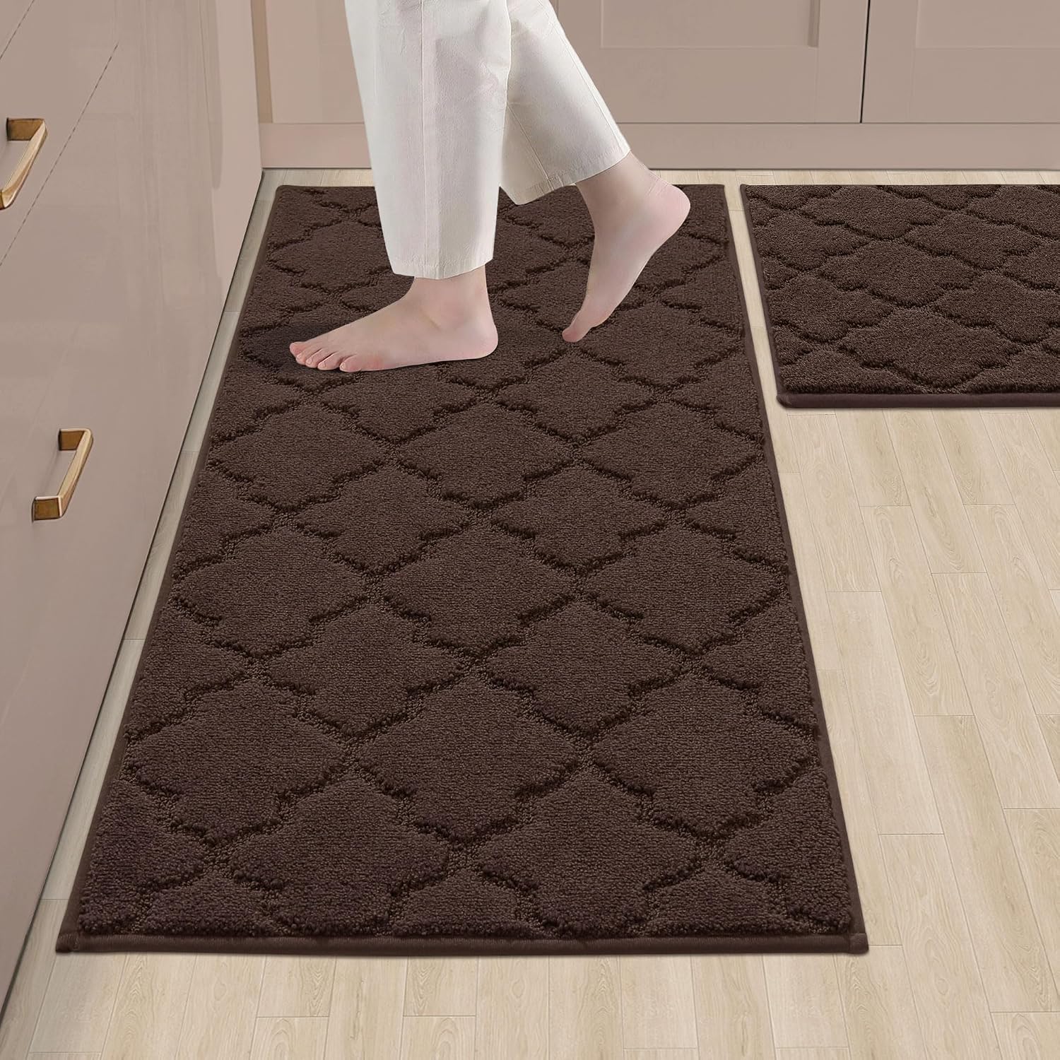 COSY HOMEER Soft Kitchen Rugs 2-Piece Set Non-Slip Absorbent