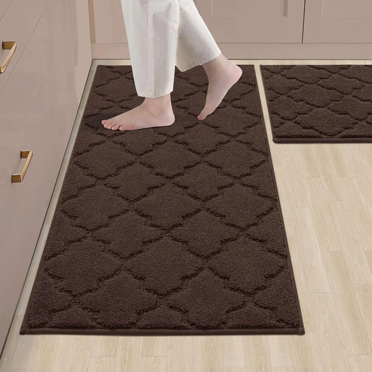 COSY HOMEER Soft Kitchen Rugs 2-Piece Set Non-Slip Absorbent