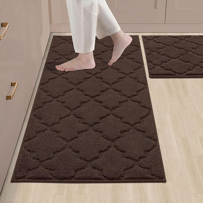 COSY HOMEER Soft Kitchen Rugs 2-Piece Set Non-Slip Absorbent