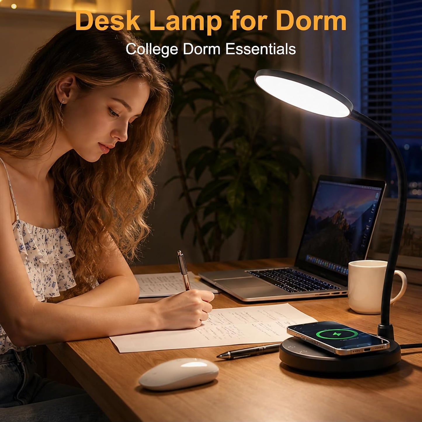 Sailstar LED Desk Lamp with Wireless Charger Dimmable Adjustable Neck