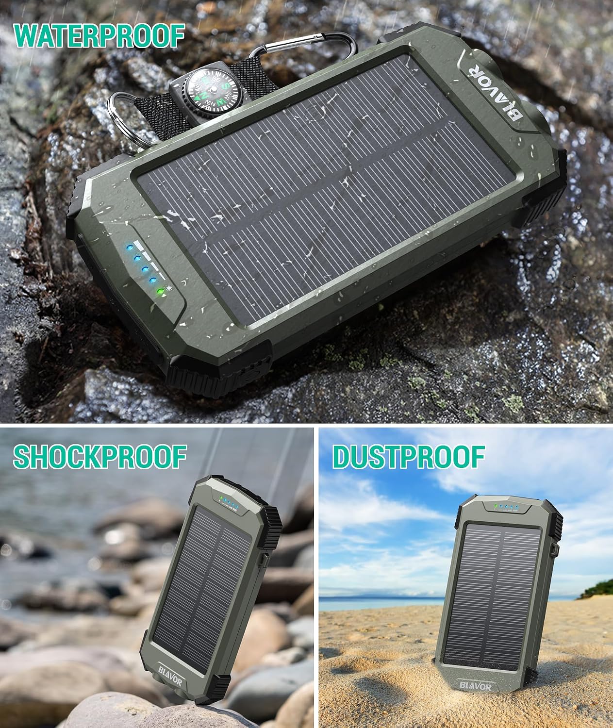 BLAVOR PN-W05 10,000mAh Solar Power Bank 20W Wireless Charger