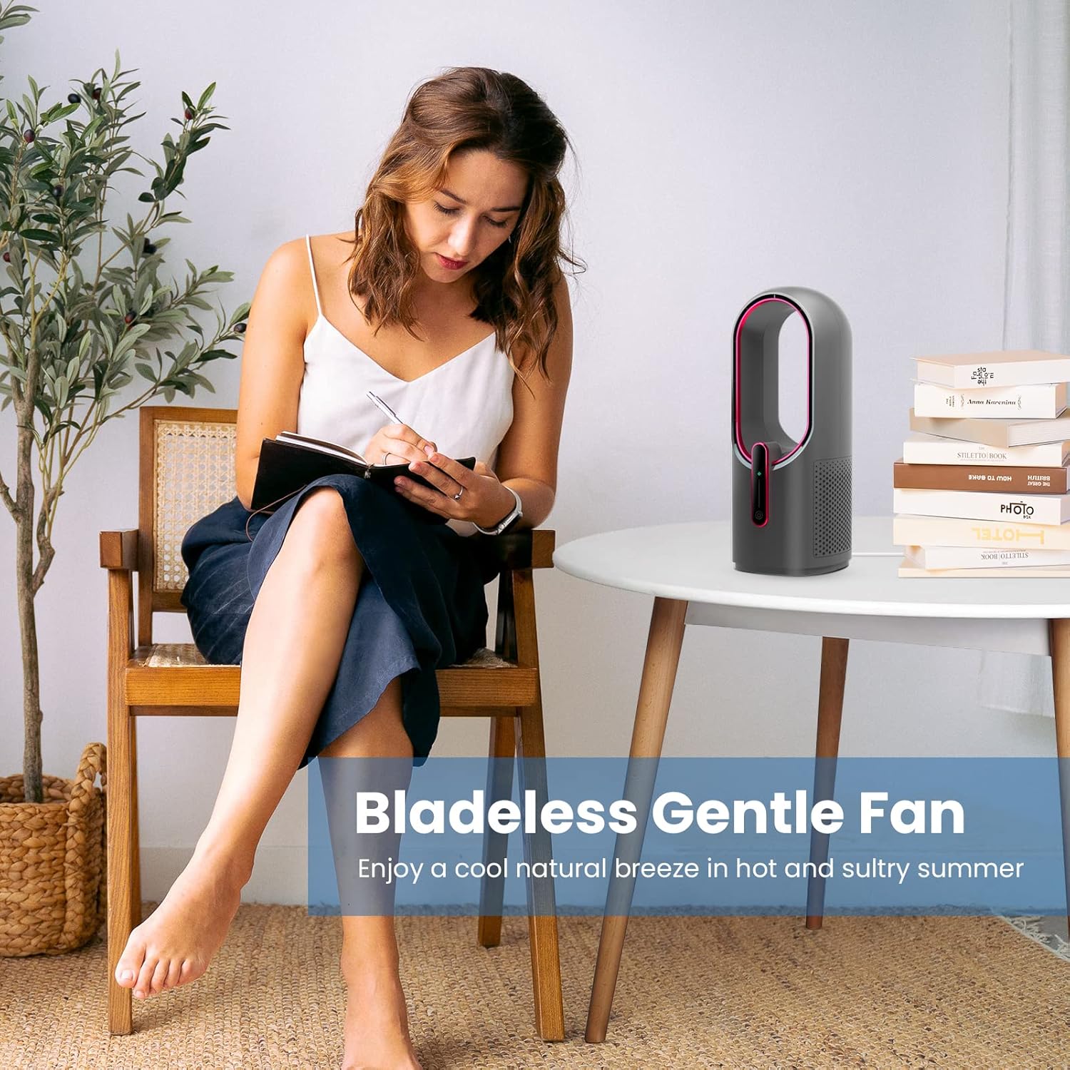 KONSIDEN F6 Bladeless Desk Fan 3-Speed Quiet 11.8 Inch