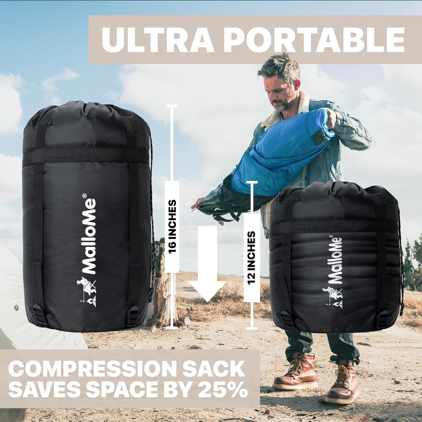 MalloMe Lightweight Waterproof Sleeping Bag for Camping and Hiking
