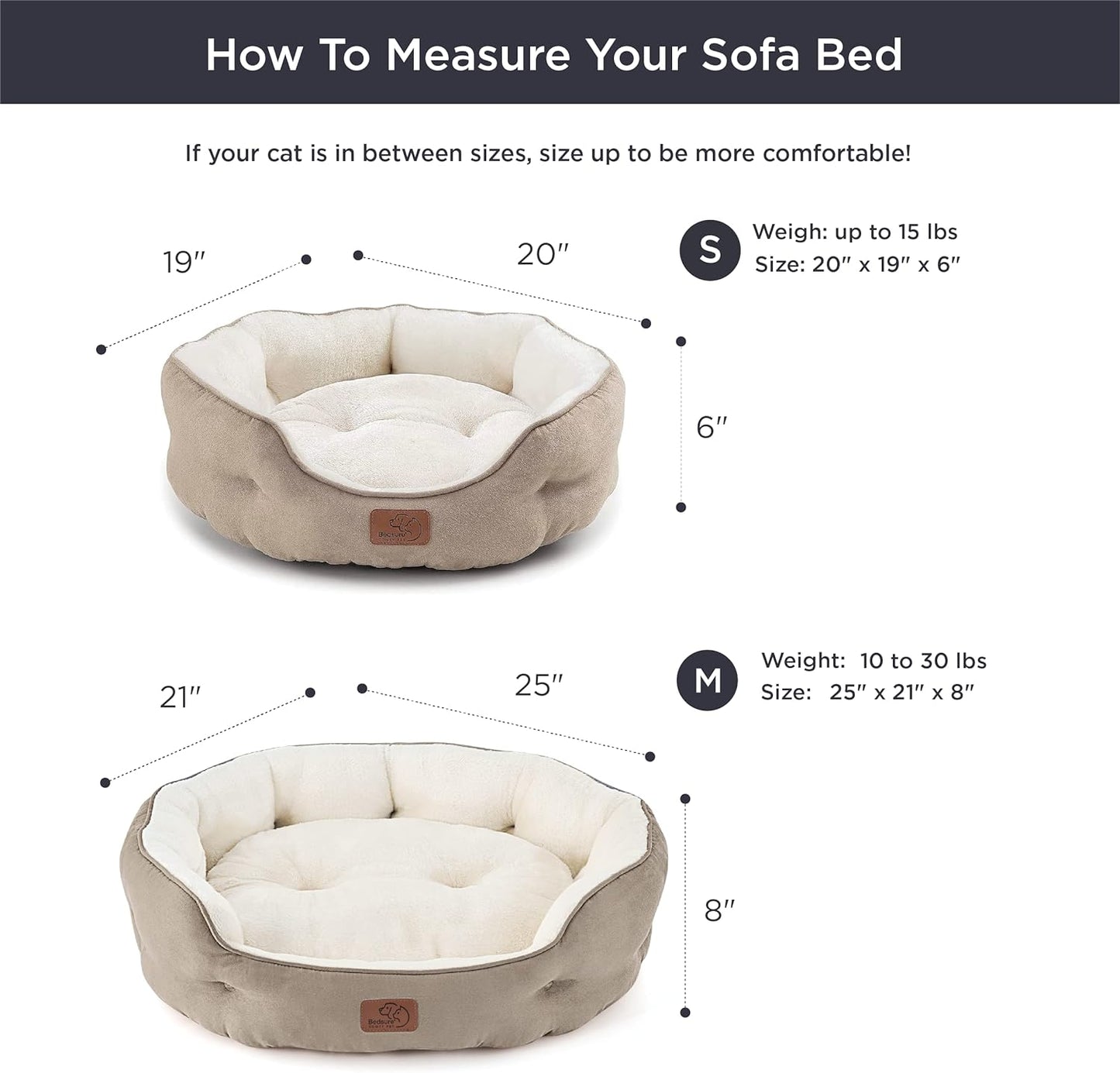 Bedsure Washable Round Plush Small Dog Bedding Mat