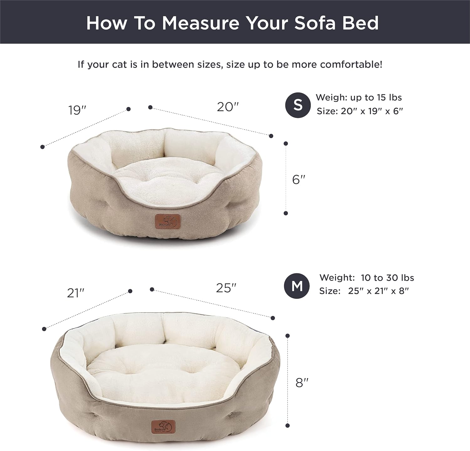 Bedsure Washable Round Plush Small Dog Bedding Mat