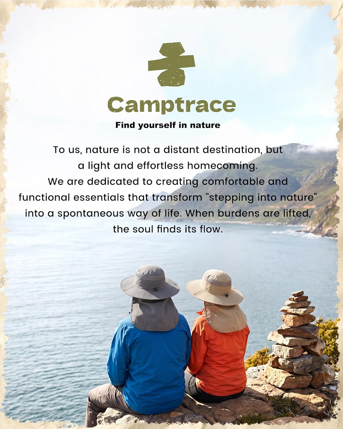 Camptrace Wide Brim Sun Hat with Neck Flap Nylon