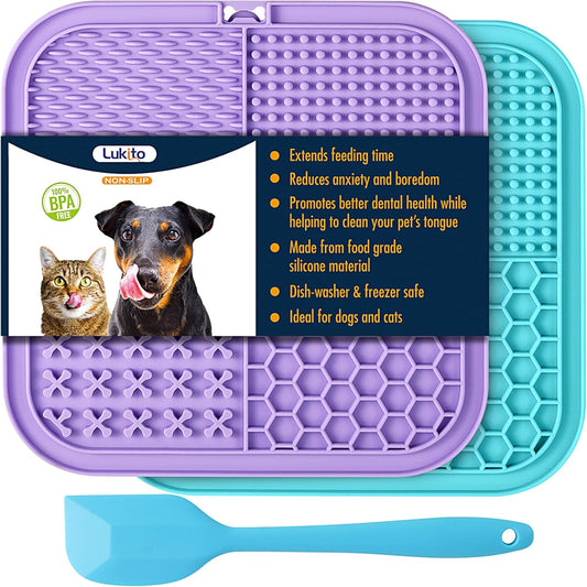 LUKITO 2 Pack Slow Feeder Lick Mat for Pets