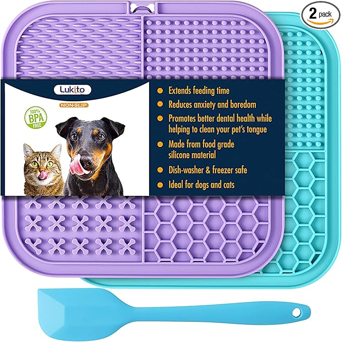 LUKITO 2 Pack Slow Feeder Lick Mat for Pets