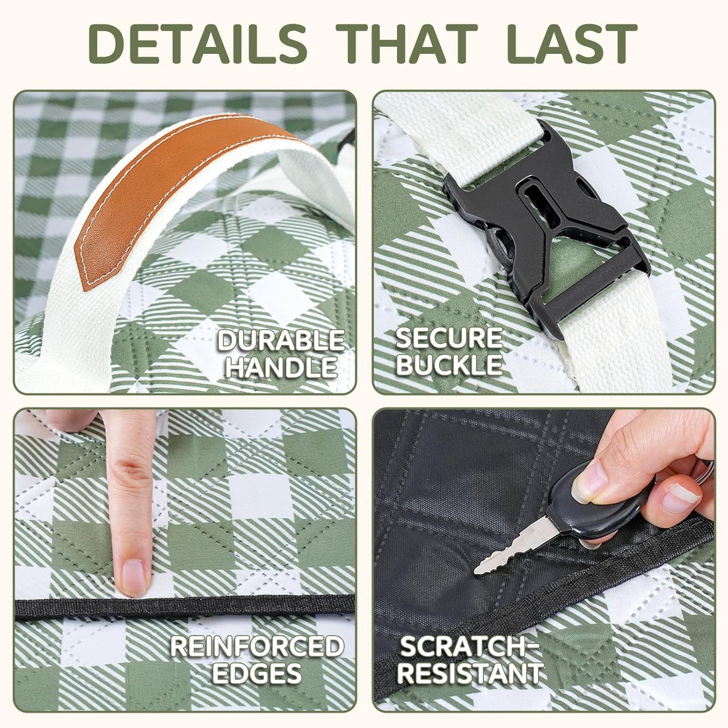 Genovega Waterproof Picnic Blanket 80x80 Inch Outdoor Camping Mat