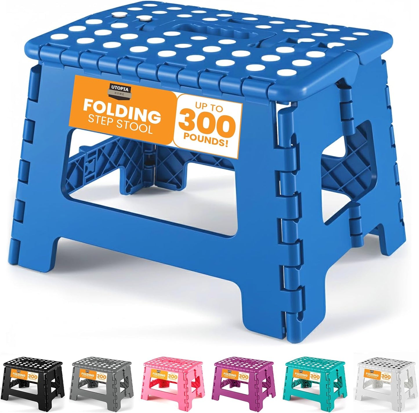 Utopia Home 9-Inch Folding Step Stool Anti-Slip Collapsible Plastic