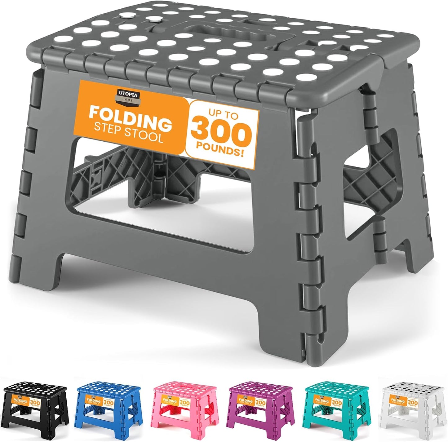 Utopia Home 9-Inch Folding Step Stool Anti-Slip Collapsible Plastic