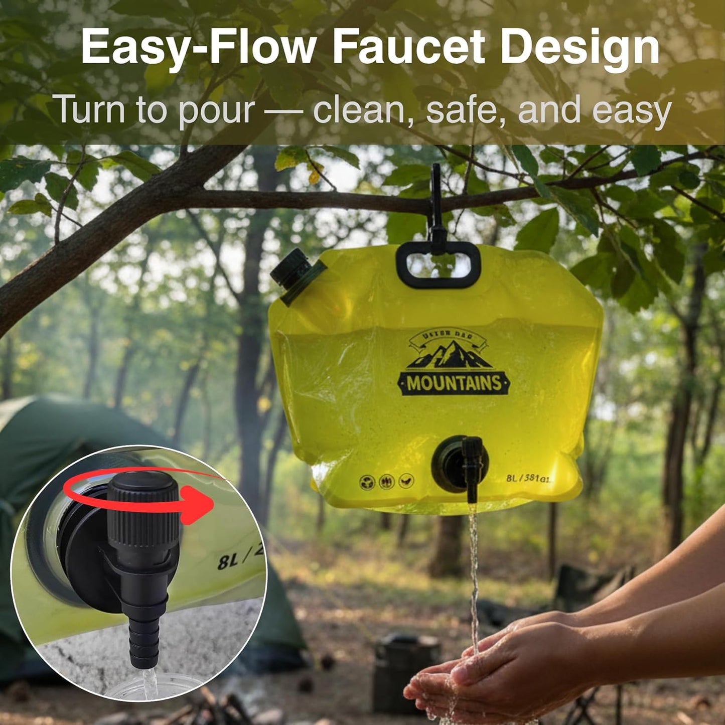 CoreMuse Collapsible Camping Water Container 2 Gallon Spout