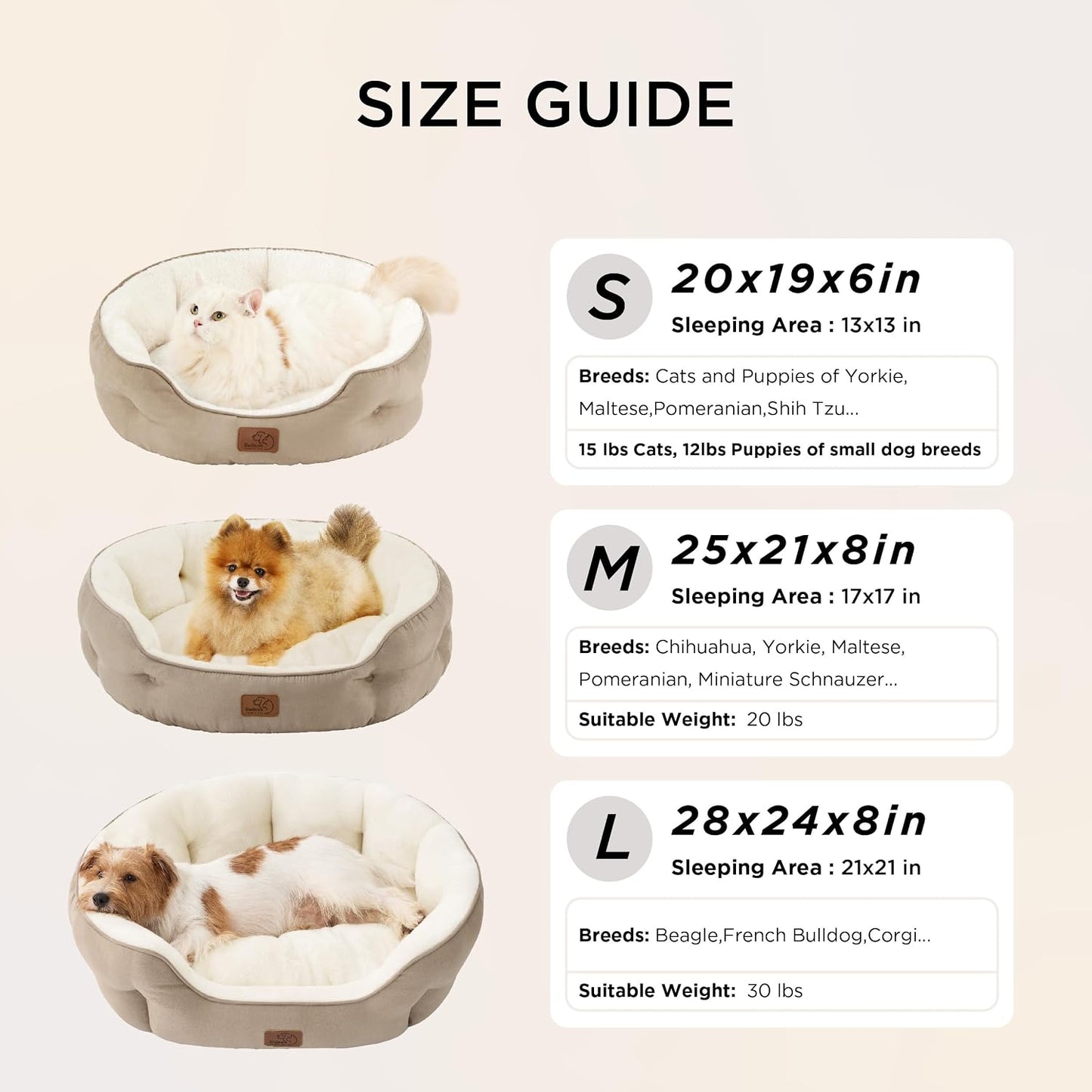 Bedsure Washable Round Plush Small Dog Bedding Mat