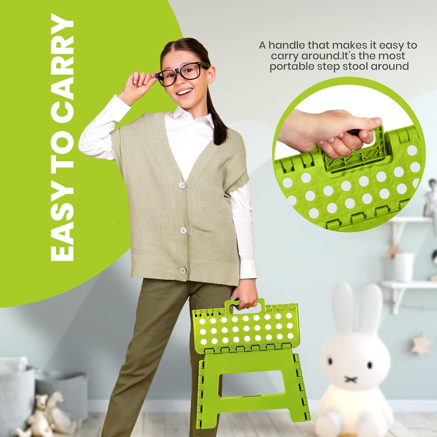 Utopia Home 9-Inch Folding Step Stool Anti-Slip Plastic Green