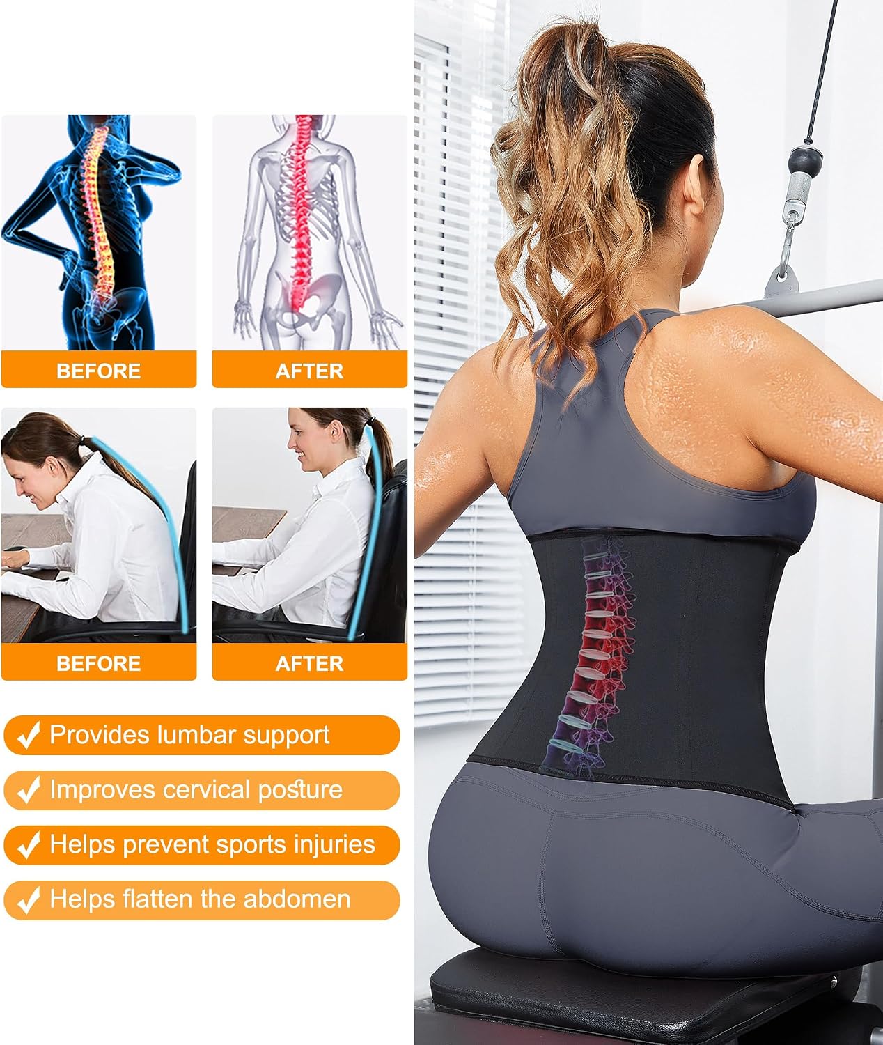 LEINIDINA Women's Waist Trainer Corset with Zipper Sweat Trimmer