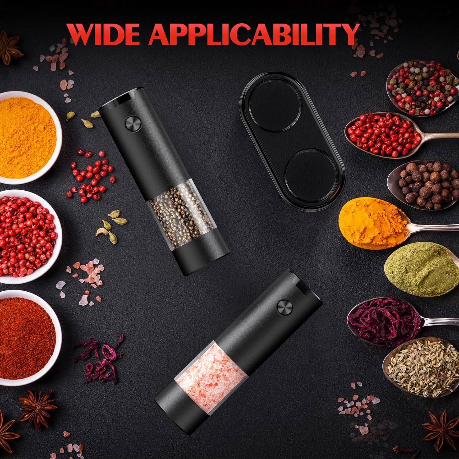 Ioion Electric Salt and Pepper Grinder Set Adjustable Coarseness Battery Operated