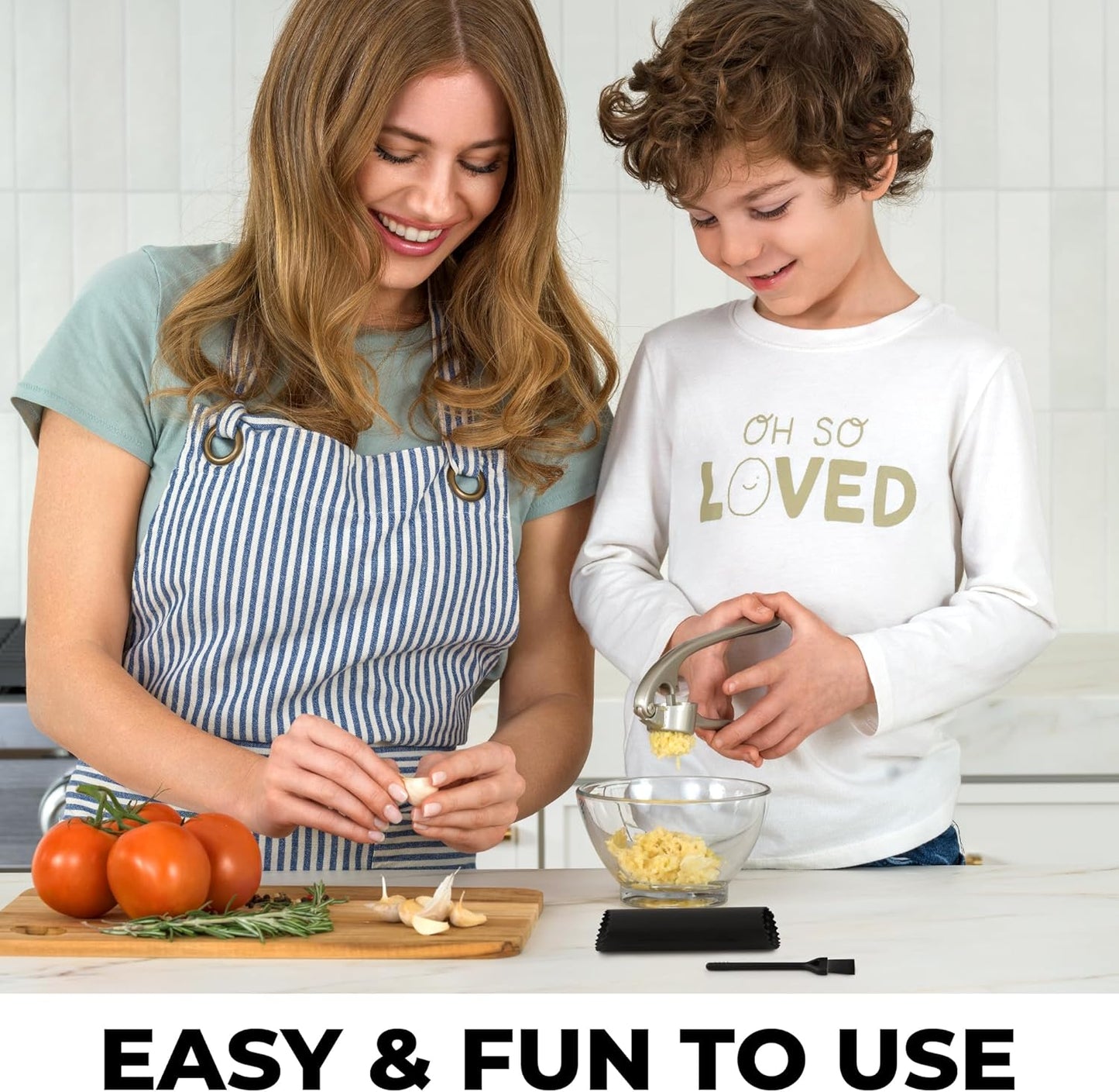 Zulay Kitchen Premium Garlic Press Set Stainless Steel