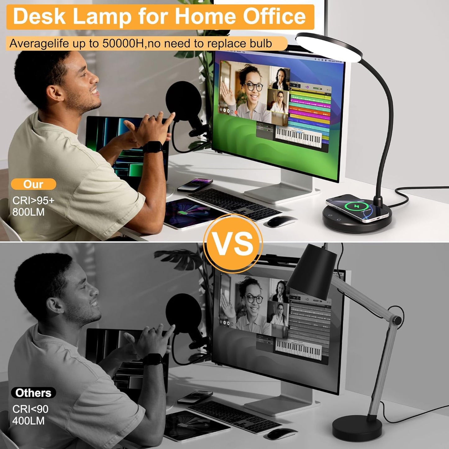 Sailstar LED Desk Lamp with Wireless Charger Dimmable Adjustable Neck