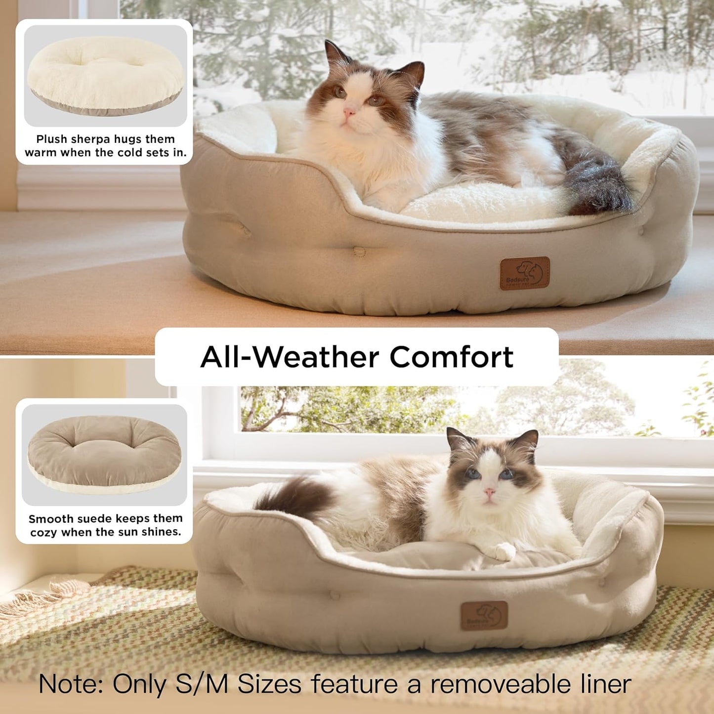Bedsure Washable Round Plush Small Dog Bedding Mat
