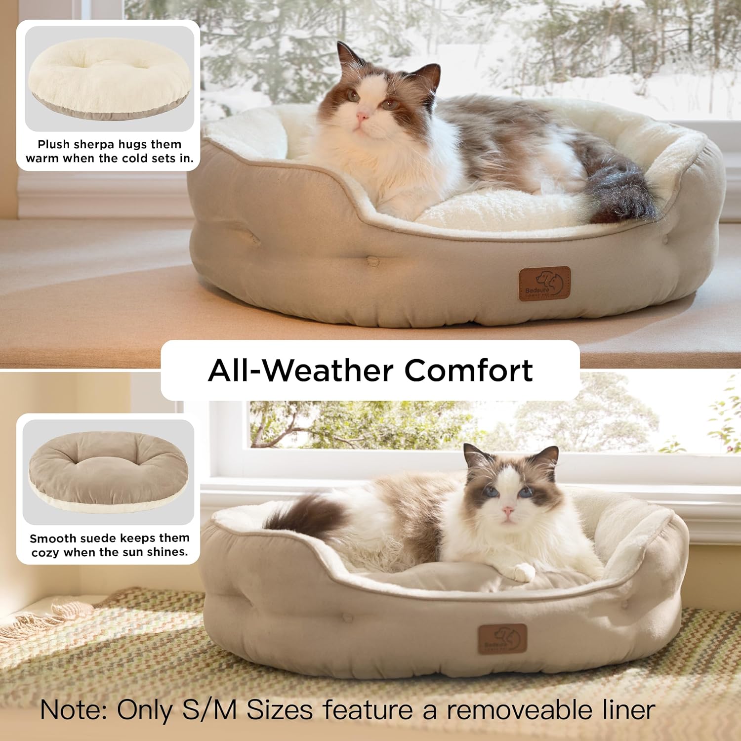 Bedsure Washable Round Plush Small Dog Bedding Mat