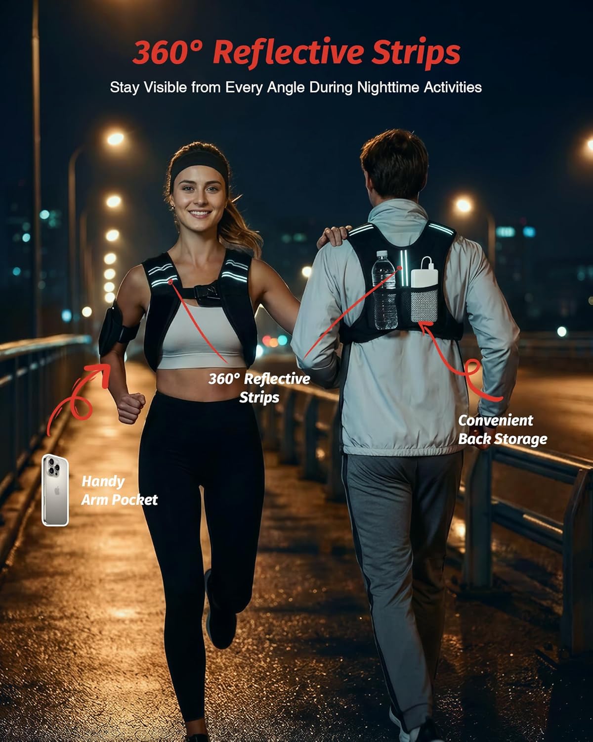 Weighted Vest for Workout & Running | Adjustable Weight Training Vest with Reflective Stripes for Fitness, Strength & Muscle Building