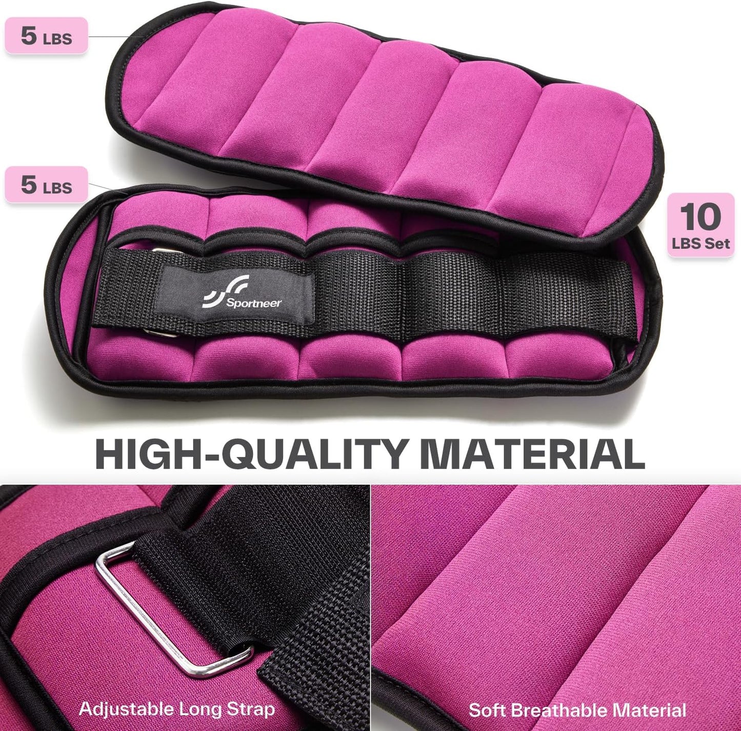 Sportneer Adjustable Ankle Weights Set 2-10 lbs 1 Pair