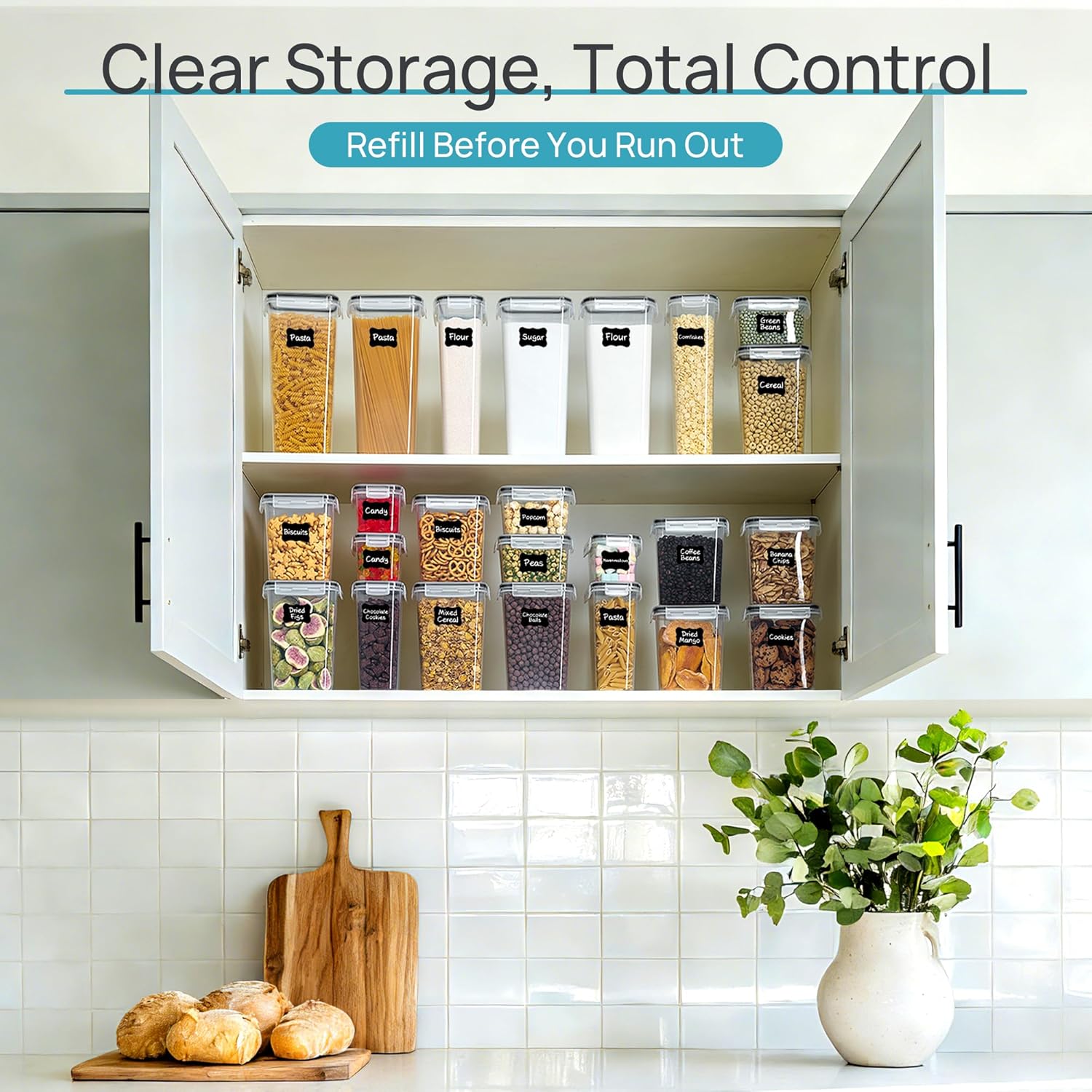 Vtopmart 24-Piece Airtight Kitchen Food Storage Container Set Black