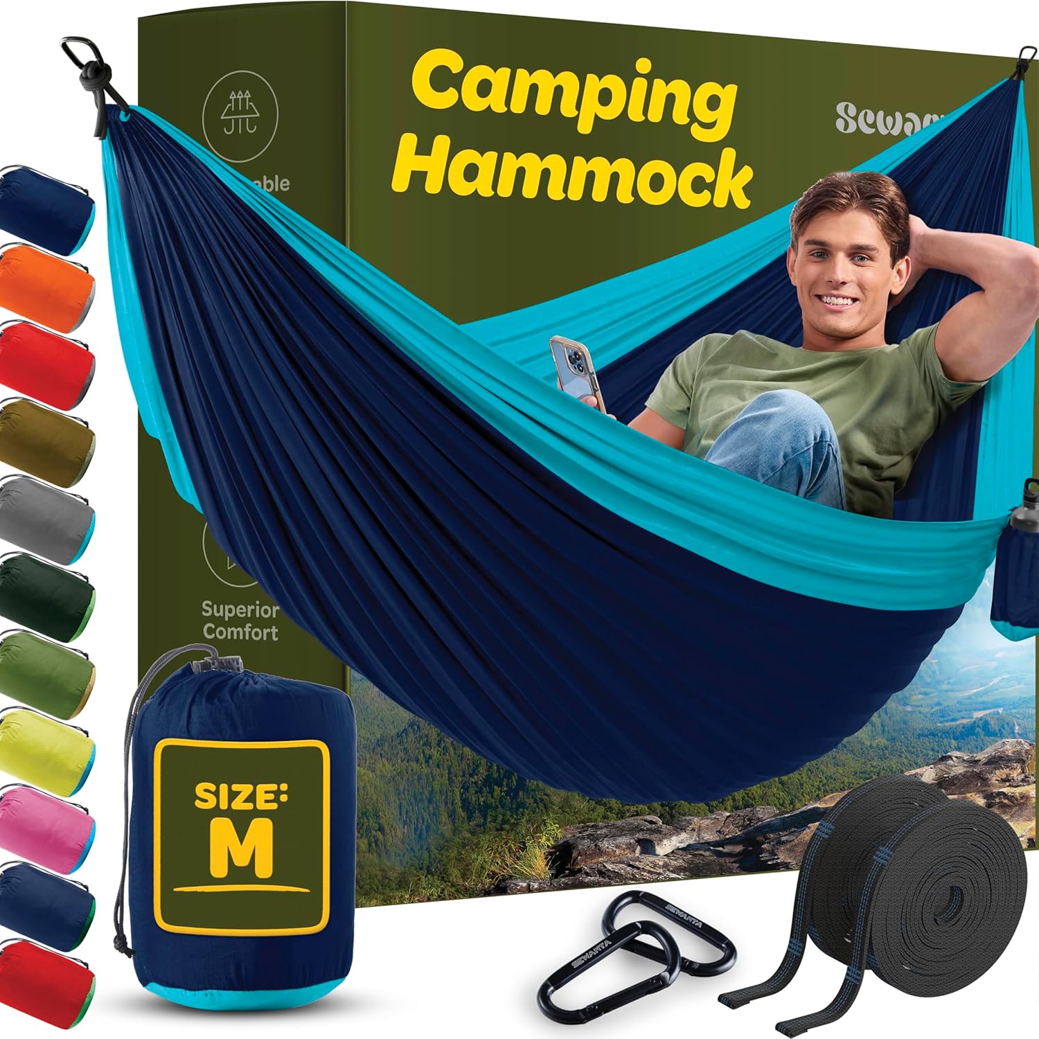 Sewanta Nylon Camping Hammock 400 lb Capacity for Outdoor Travel