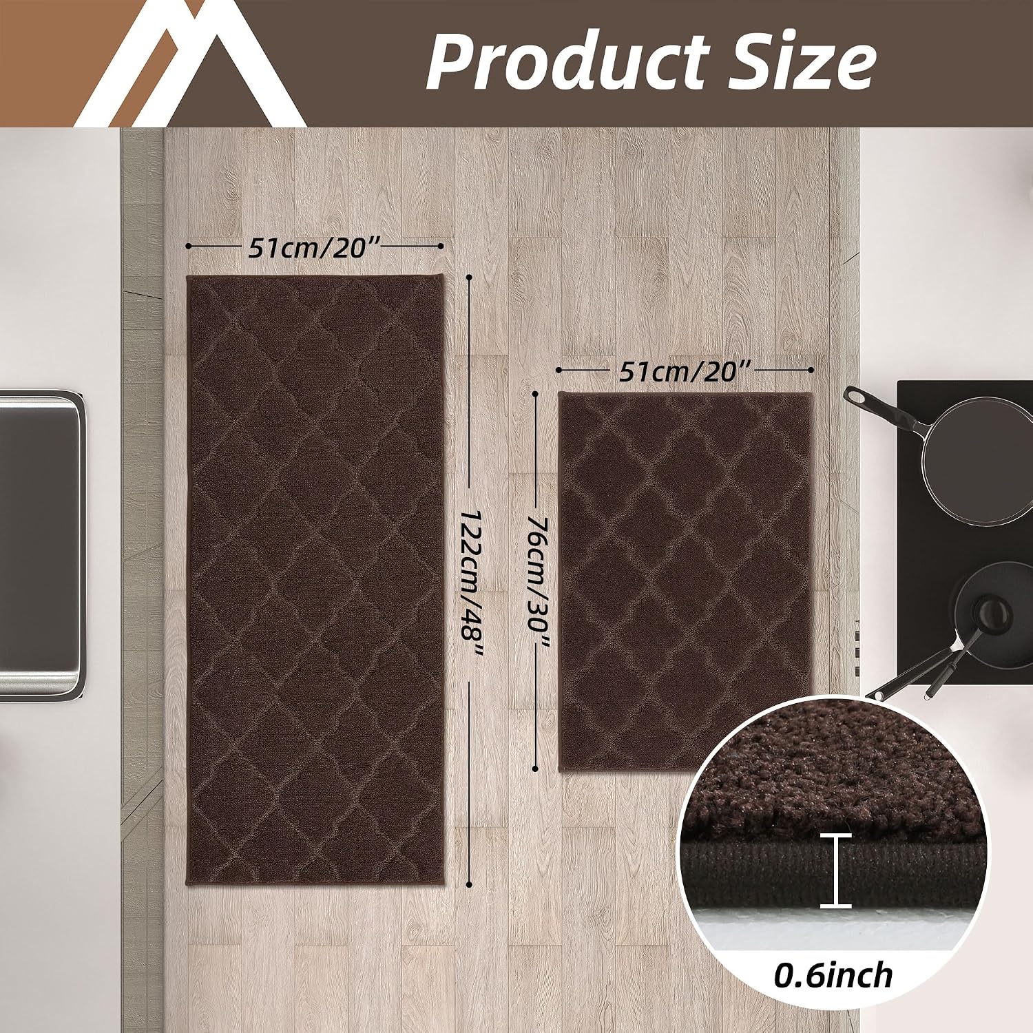 COSY HOMEER Soft Kitchen Rugs 2-Piece Set Non-Slip Absorbent